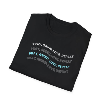 Pray Grind Love Repeat front print